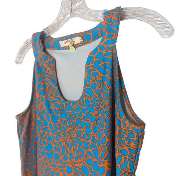 Aryeh sleeveless Turquoise and Orange Floral Abstract Summer Dress size Small - Picture 8 of 11